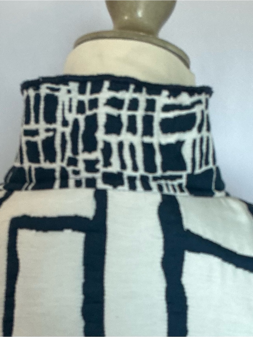 Trimdin Navy Ivory Reversible Ruffle Artisan Jacket Geometric - Picture 6 of 13